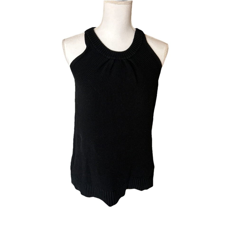 Women's Caslon Sleeveless Sweater Size XS 100% Cotton‎ Excellent Condition Black